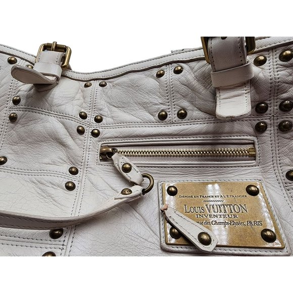 Louis Vuitton White Leather Sac Riveting Bag - Dust Bag + Lock & Key + COA - Picture 12 of 16